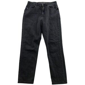 American Eagle Outfitters Women Mom Jeans 10 Long Straight High-Rise Black Denim